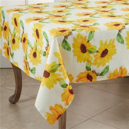 SARO LIFESTYLE SARO 2139.Y55S 55 in. Square Sunflower Design Table Topper  Yellow 2139.Y55S